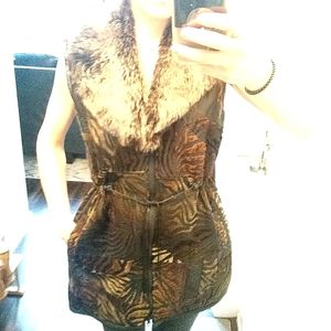 Genuine Leather and Fur long vest